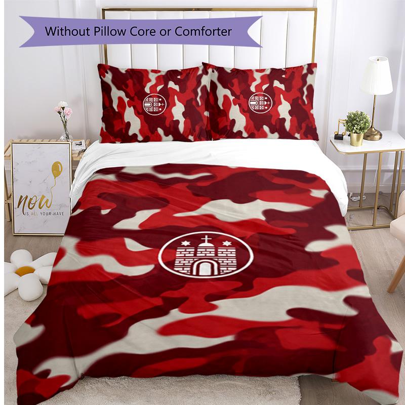 FC St. Pauli Football Printed 3 Pieces Bedding Set, Comfortable Skin Friendly Bedroom Duvet Cover Set