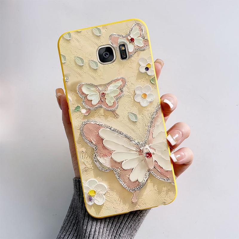 Для Samsung Galaxy S6 S7 S 7 Edge Силиконовый Чехол Милая Бабочка Мягкий ТПУ Задняя Крышка Телефона Для Samsung Galaxy S7 Edge Чехол Бампер