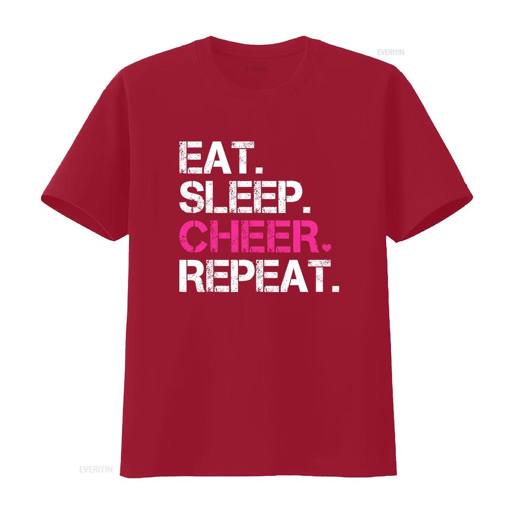 Eat Sleep Cheer Repeat Cheerleading T Shirt Cheerleader S Vintage Washed Stretched Graphic Casual Unisex Top For Everyday Wear