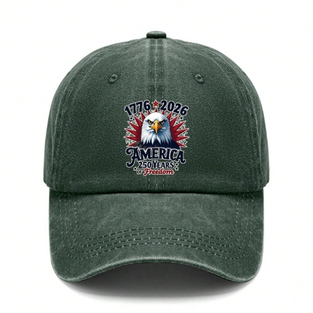 Patriotic Baseball Cap - 250Th Anniversary USA Patriotic Eagle Print Polyester Adjustable Breathable Lightweight Curved Brim Sun Protection Casual