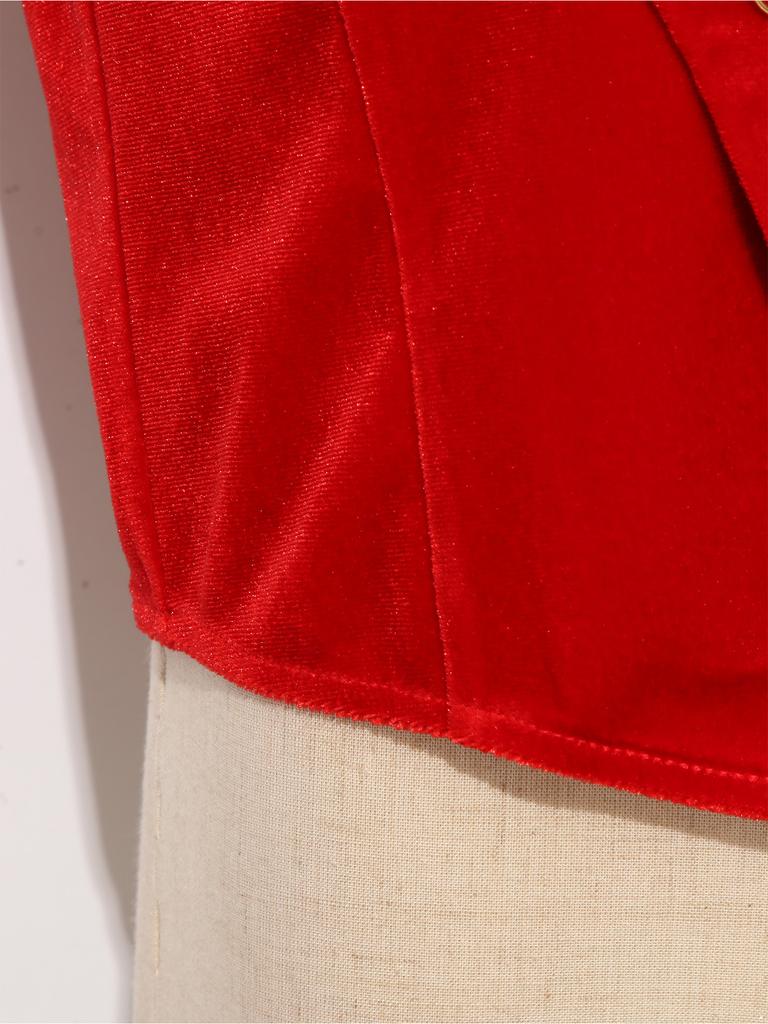 Kids Boys Renaissance Velvet Vest Metallic Trim Lapel Collar Sleeveless Button Irregular Hem for Halloween Theme Party Dress Up