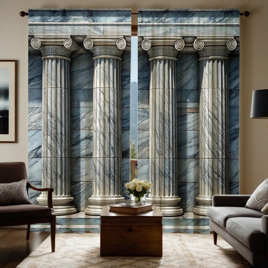 2шт HD цифровая занавеска с принтом серая серия круглая римская колонна украшение дома стиль украшенная гостиная спальня через ro