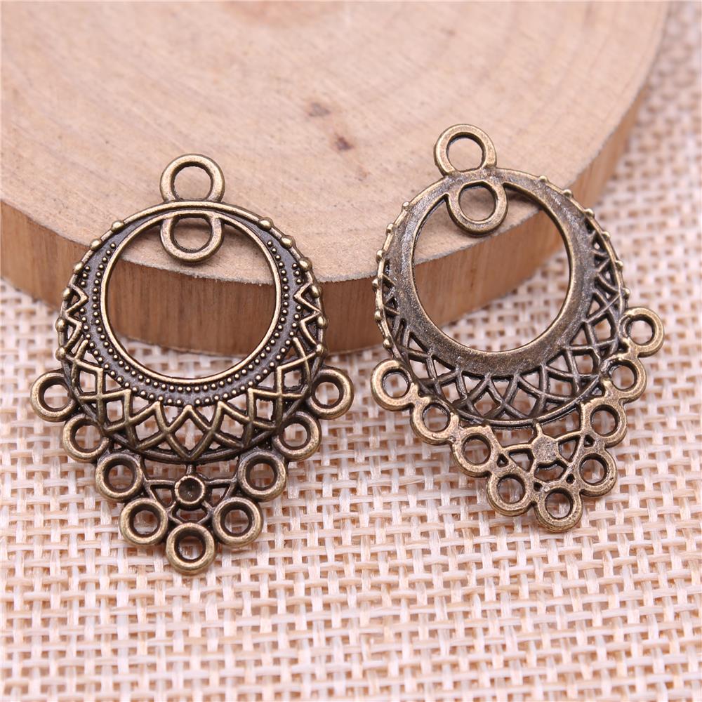 10 шт. серьги-коннекторы, подвески для пары, цвет античной бронзы, 32X24 мм