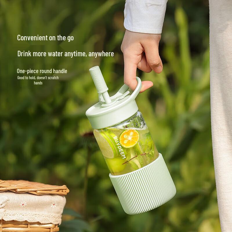 Buydeem Large Capacity Straw Glass Tumbler