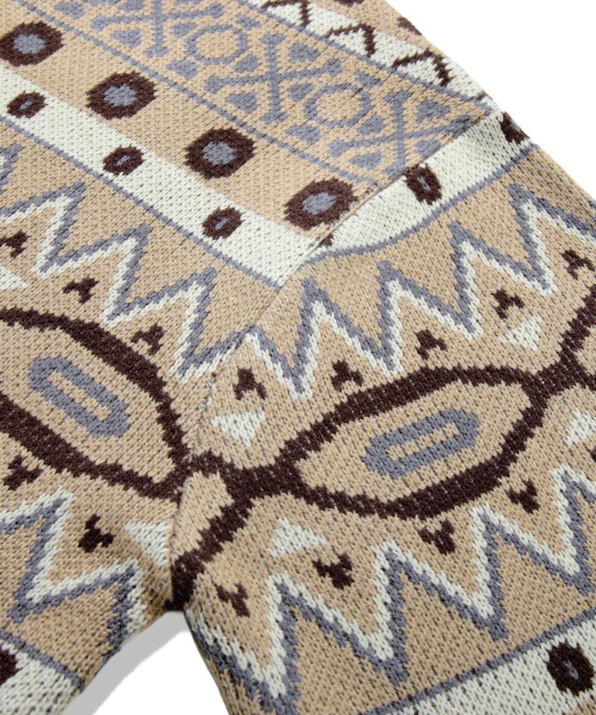 TRILLION Винтажный жаккардовый джемпер Fair Isle с круглым вырезом_Бежевый