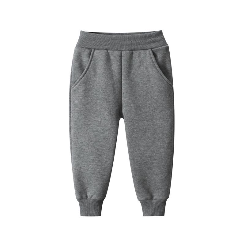 27kids Флисовые брюки для мальчиков в корейском стиле на осень/зиму для занятий спортом - Однотонные повседневные брюки