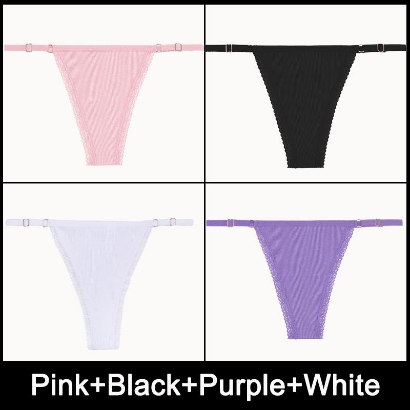 4PCS/Set Adjustable Waist Sexy G-string Panties Cotton Women's Underwear Girl Female Pantys Bikini Lady Thongs Lingerie