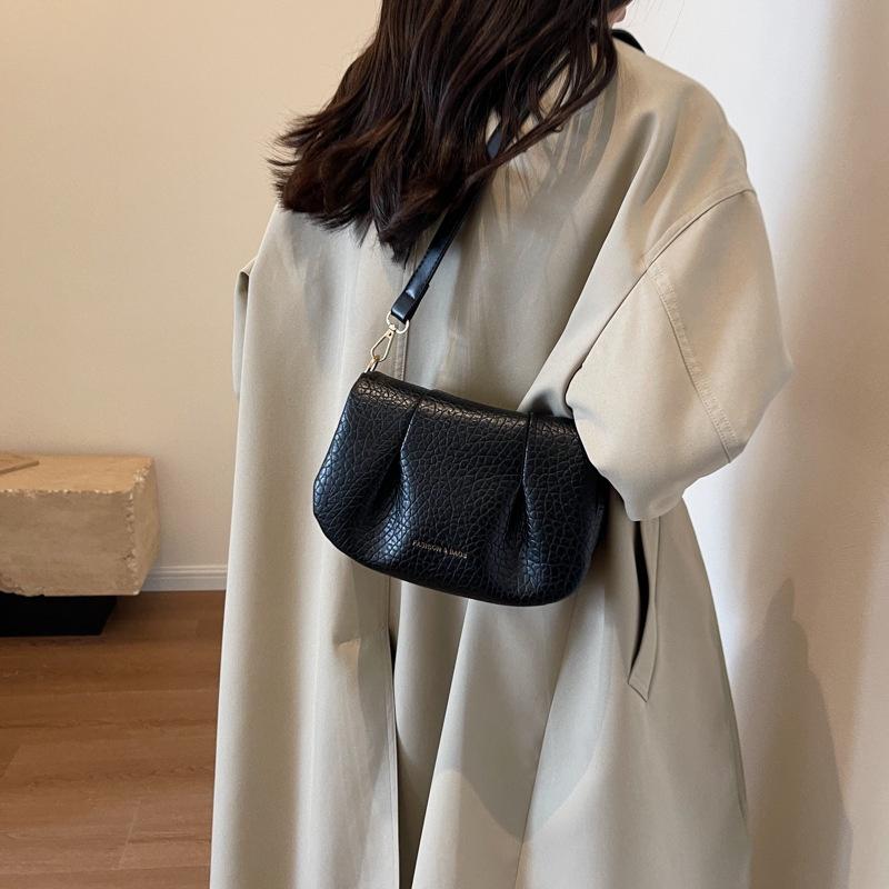 IELGY Женская простая седельная сумка через плечо в стиле ретро, ​​модная универсальная плиссированная сумка-облако