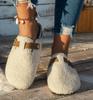 Fashion Women Slippers Mules Fur Women Shoes Winter New Buckle Flats Platform Walking Plush Ladies Slides Casual Warm Indoor Boots Women