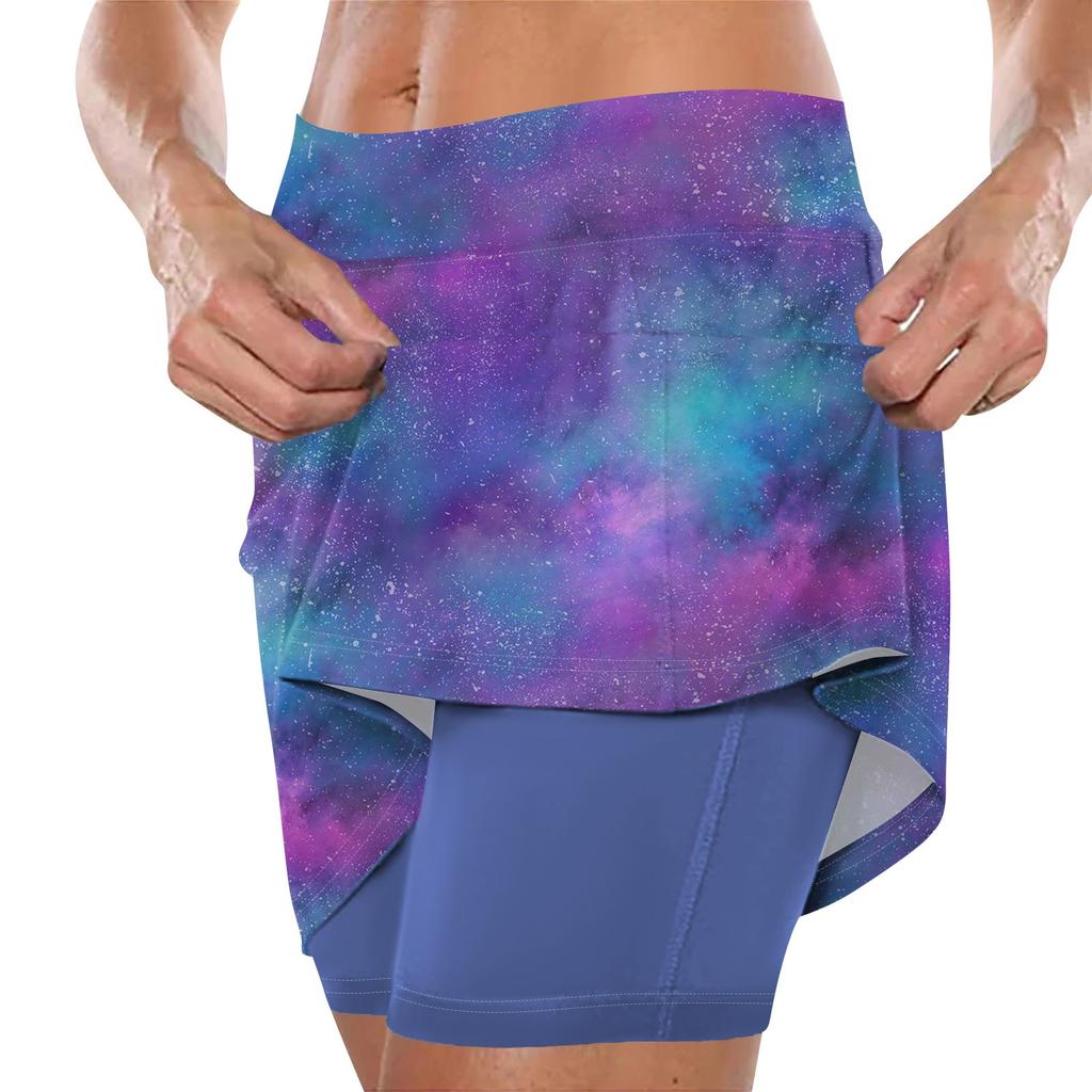 Женская юбка, эластичные брюки-кюлоты для йоги для женщин, спортивные шорты с принтом, легкие узкие однотонные бегуны с высокой талией