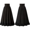 Women Renaissance Swing Skirt High Waist Ruffled Hem Maxi Skirt Vintage Long Length Skirts