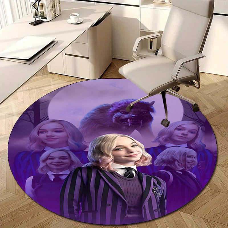 1pc Addams Family Wednesday Enid1 Design Printed Area Round Carpet for Bedroom Living Room Home Decor Rugs Mat Non Slip Mat Rug for Bedside