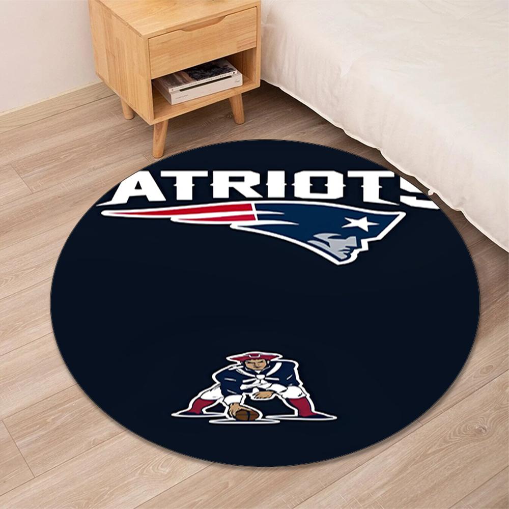 New England Patriots Printed Round Rug Carpet Chair Rug Area Rug Entryway Doormats,for Office Chair Living Room Bedroom Kitchen Room.