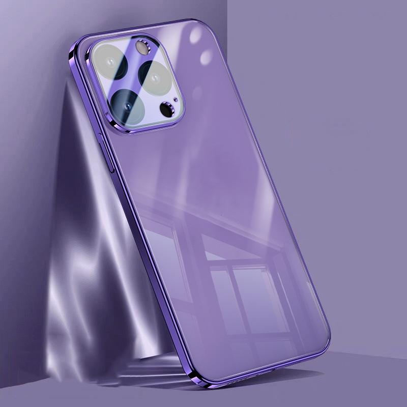 Прозрачный жесткий корпус телефона для iPhone 15 Pro 14 13 Pro Max 12 11 15, роскошная цветная рамка, противоударное стекло, защитный чехол для объектива