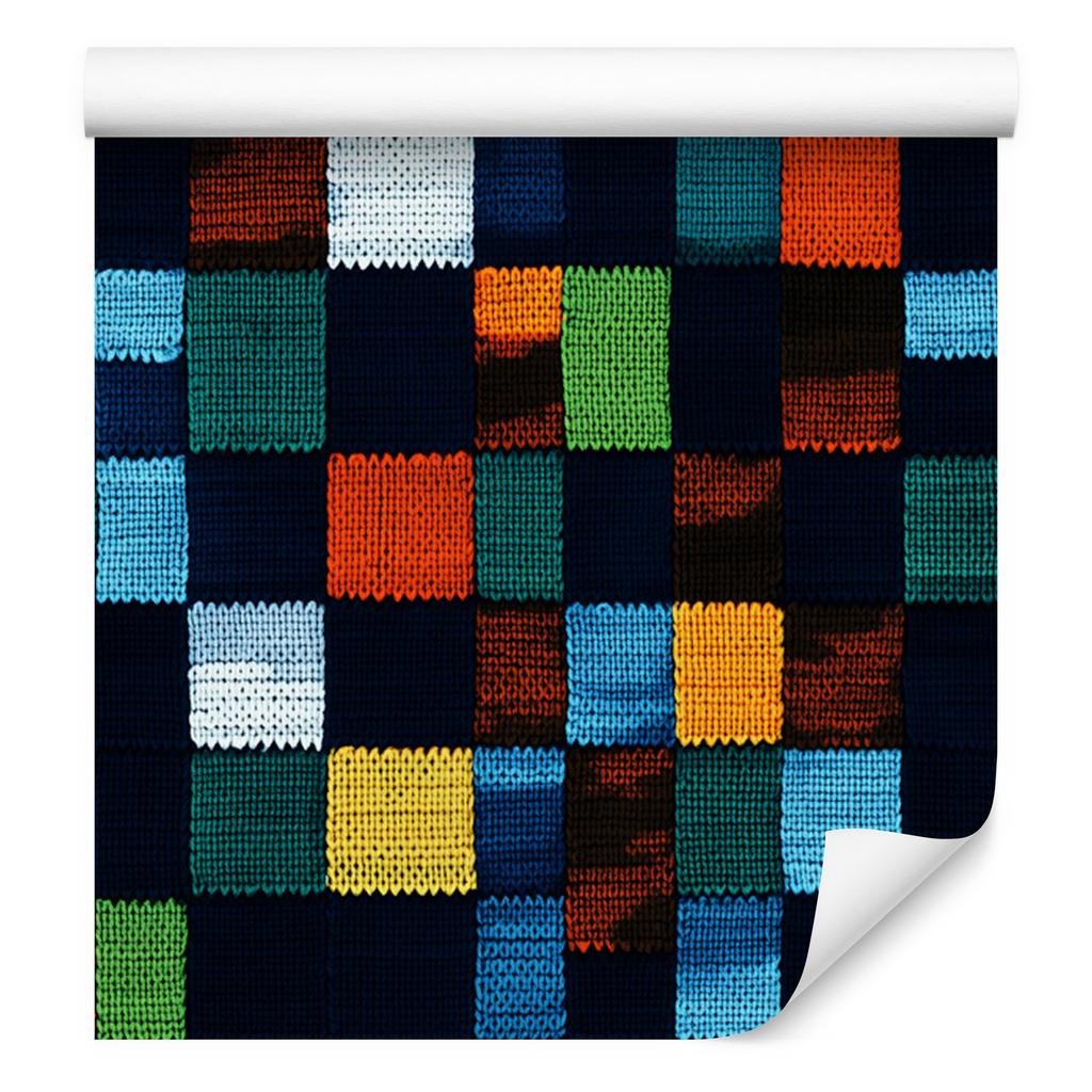 Colorful knitted wallpaper black and turquoise for living room and bedroom 50x1000
