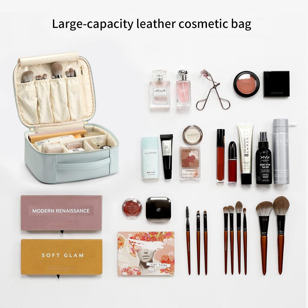 Portable Pu Cosmetic Bag, Cross Pattern, Multi-Functional Home Travel Toilet Bag, Waterproof Storage Bag.
