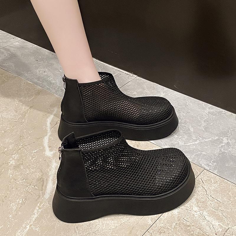 Новые летние женские сетчатые туфли-ботильоны с высоким верхом, на толстой подошве, нескользящие, дышащие, слипоны, женская обувь, сандалии