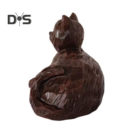 Резьба по дереву сидящая кошка смоляная фигурка мини-статуэтка котенка скульптура домашний офис книжная полка настольное украшение орнамент