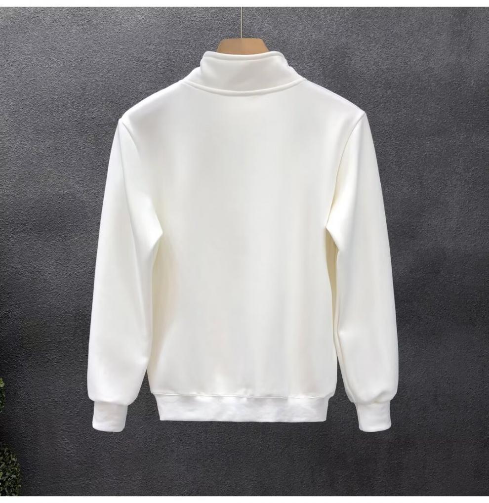 Hong Kong-Style Men's Retro Streetwear Solid Color Half-Zip Long Sleeve Hoodie