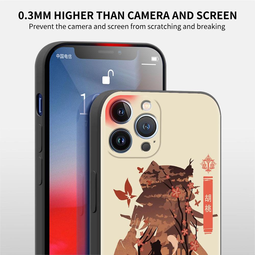 Чехол Funda для Apple iPhone 14 11 13 7 12 Pro 7 XR XS Max 8 Plus 6 14Pro 13Mini, черный мягкий чехол для телефона, аниме Genshin Impact, милый чехол