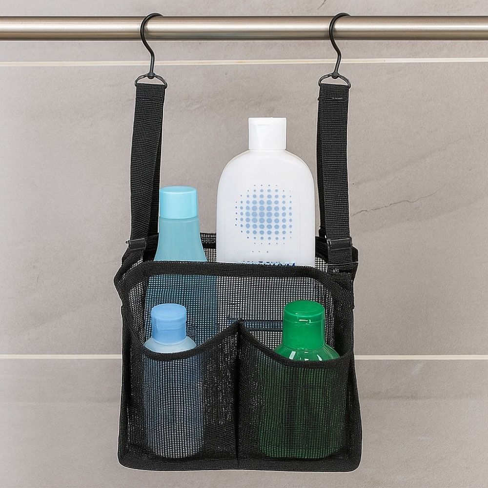 with Hooks Bathroom Hanging Bag Mesh Shower Draining Rack Shower Tools Organizer Home