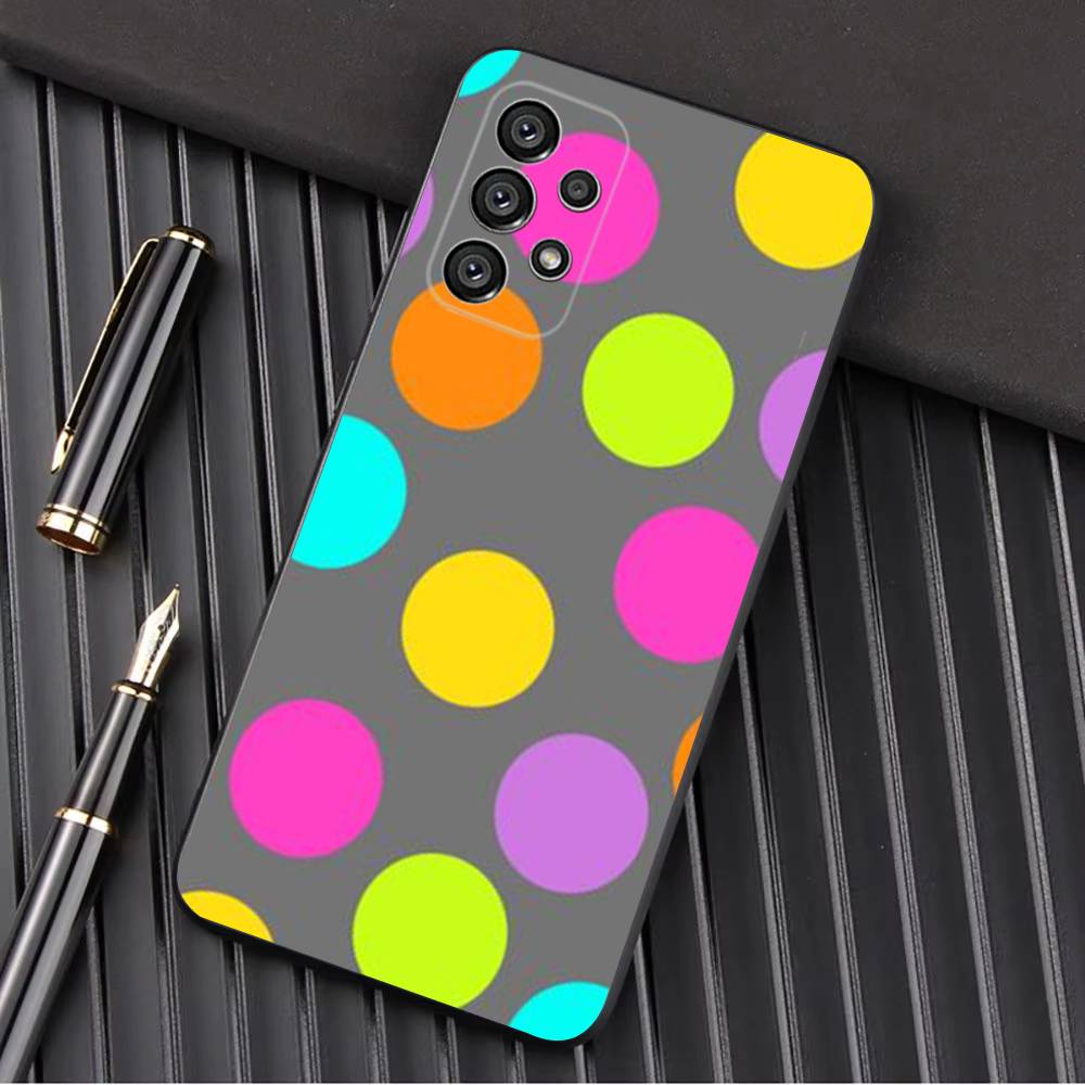 Чехол с цветным горошком для Samsung Galaxy A13, A21s, A22, A31, A32, A52, A53, A71, A80, A91, Мягкий черный корпус