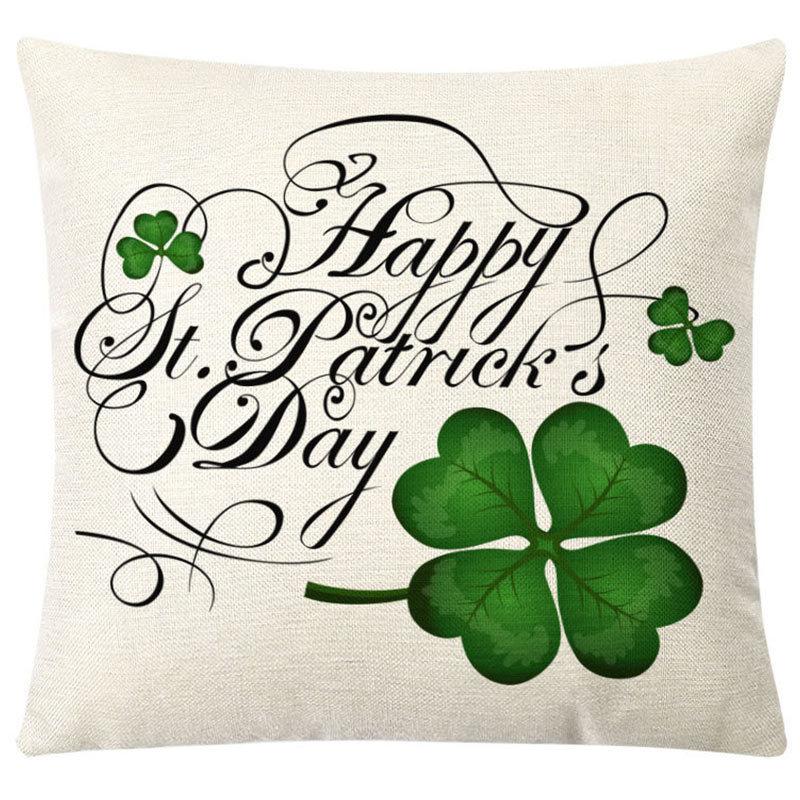 St. Patrick's Day European Holiday Four-leaf Clover Cushion Pillow Case Office Lumbar Support
