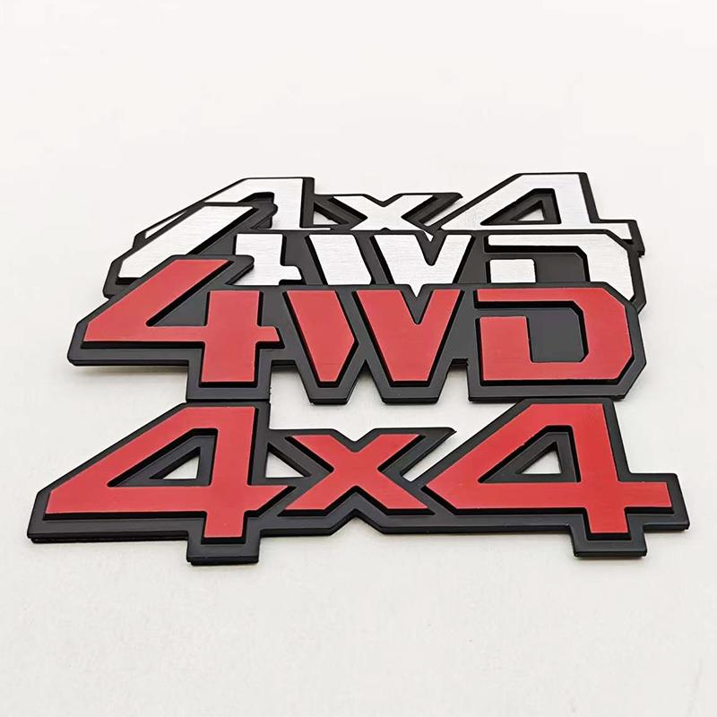 3D Aluminum Car Styling On Chrome Logo 4WD 4X4 Fender Side Rear Trunk Car Decal Emblem Trim Badge Sticker For Truck Auto Styling