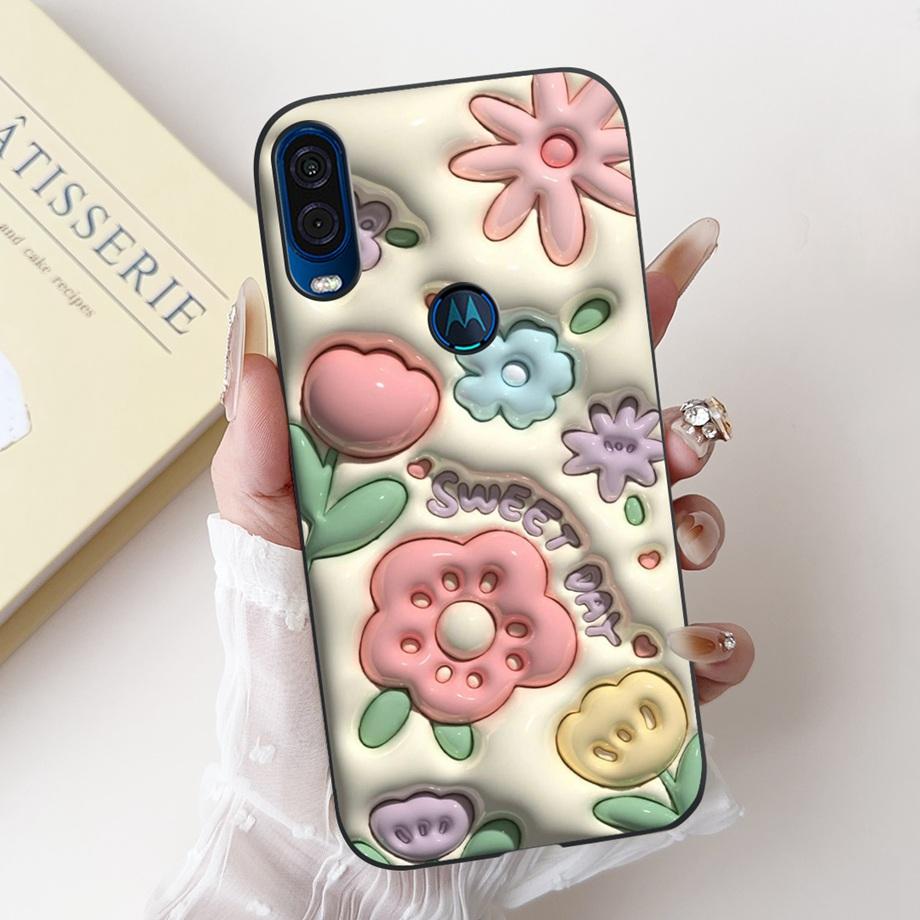 Чехол для телефона Motorola One Vision One Macro Задняя крышка Motorola P50 Мягкий матовый силикон Тонкий Fundas Милый панда кролик цветок