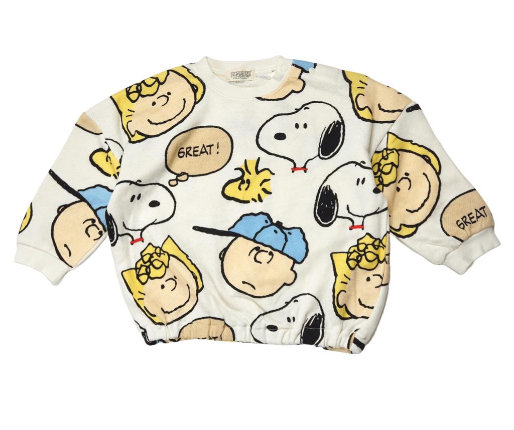 Snoopy Pattern Pajamas Set Fleece Room Wear Baby Pajamas Boys Girls 215159908 90 [Peanuts] All-over Off-White