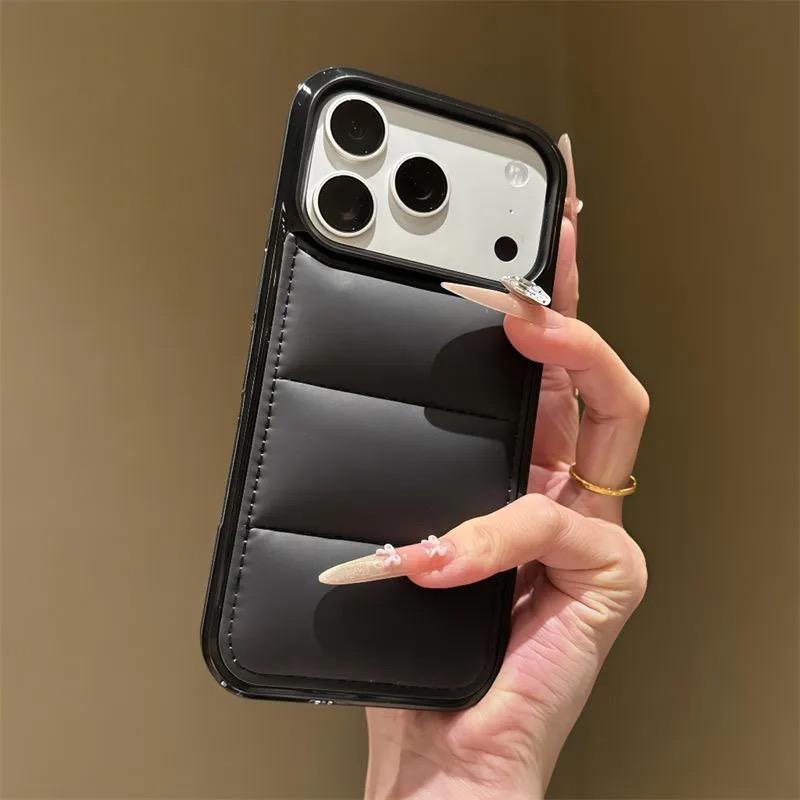 Winter Down Jacket The Buffer Phone Case For 17 Air 16 15 14 Plus 13 11 12 Pro Max Soft Fabric Shockproof Bumper Fundas