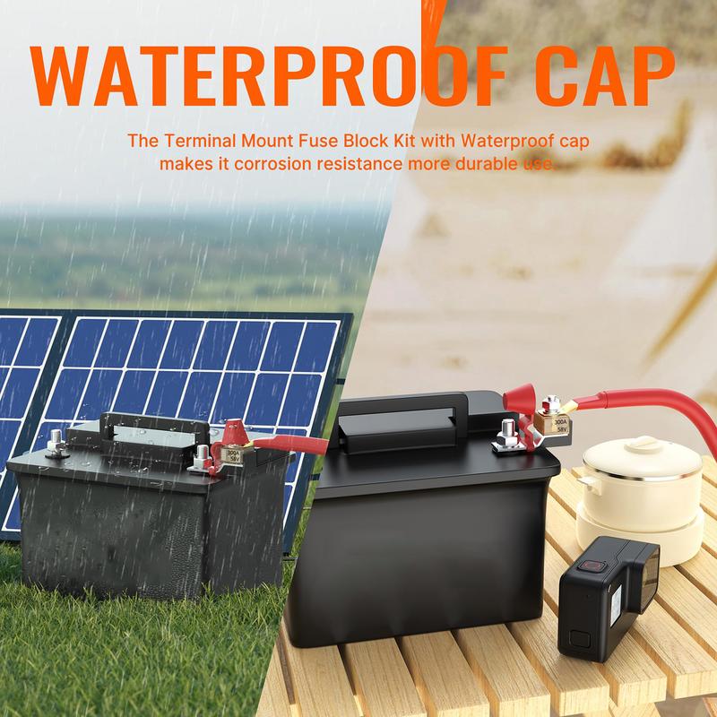 Комплект предохранителей для клемм аккумуляторной батареи постоянного тока, устойчивый к высоким температурам, автомобильные держатели предохранителей, пылезащитный блок предохранителей MRBF, автомобильные аксессуары