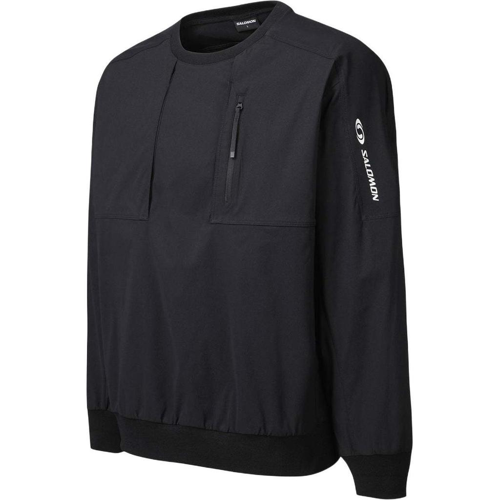SALOMON Solid Color Crew Neck Pullover Long Sleeve Sweatshirt Men Sweatshirt Black LC2569900