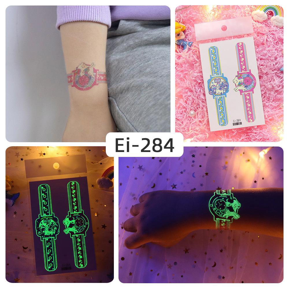 Rikalong Waterproof Luminous Cartoon Tattoo Stickers for Kids - Glow-in-the-Dark Watch Design