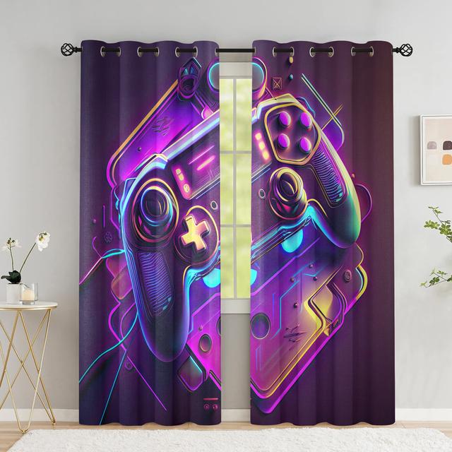 Игровые оконные шторы для мальчиков, затемненные шторы для геймпада для подростков, занавески для комнаты с контроллером видеоигр для гостиной