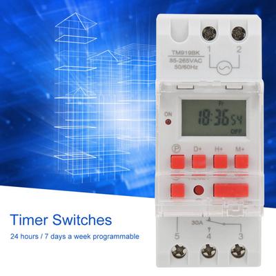 TM919BK 85~265V AC 30A ЖК-дисплей 7 дней Программируемые цифровые переключатели-таймеры ЖК-переключатели-таймеры