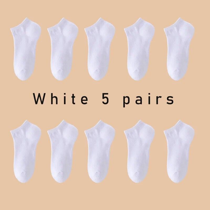 5 пар женских/мужских носков-лодочек, невидимые низкие нескользящие летние носки до щиколотки, однотонные, повседневные, дышащие