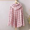 Sunscreen Shirts Women's Hooded Plaid Long-sleeved Loose Tops Thin Coats Cardigans