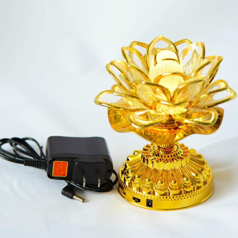 220V Buddhist Lamp LED Night Light Buddha Music Machine Lotus Flower Lamp Temple