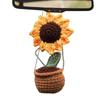 Sunflower Rearview Mirror Accessories Handmade Sunflower Car Rear View Ornaments Cute Potted Plant Pendant Not Block The Sight