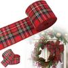 Christmas Plaid Ribbon Wired Edge Wrapping Ribbon Red Plaid Ribbon For Xmas Tree Decoration Floral Bows Craft Making,
