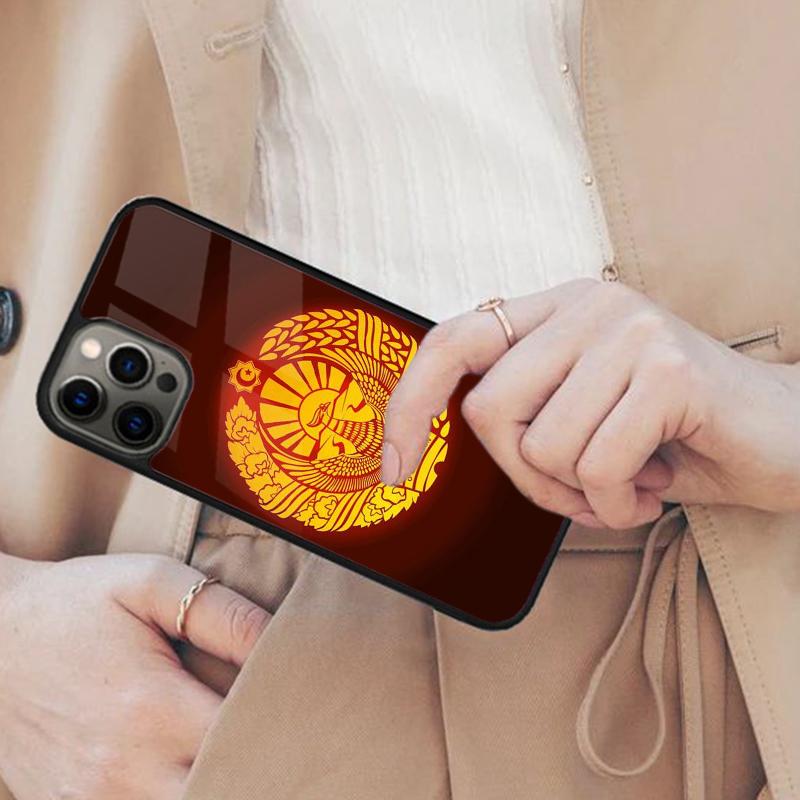 Магнитный чехол для телефона APPLE iPhone 17 Air 16 14 13 12 Pro Max 15 Plus с флагом и гербом Узбекистана, беспроводная крышка MagSafe