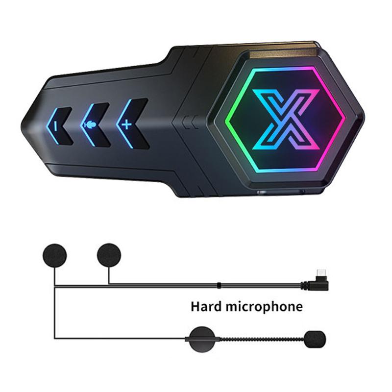 Гарнитура для мотоциклетного шлема, Bluetooth, комплект громкой связи, водонепроницаемые беспроводные наушники с шумоподавлением, 1000 мАч, с окружающим освещением