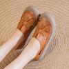Women's sandals retro Roman style hollow shoes leather breathable non-slip medium platform casual child