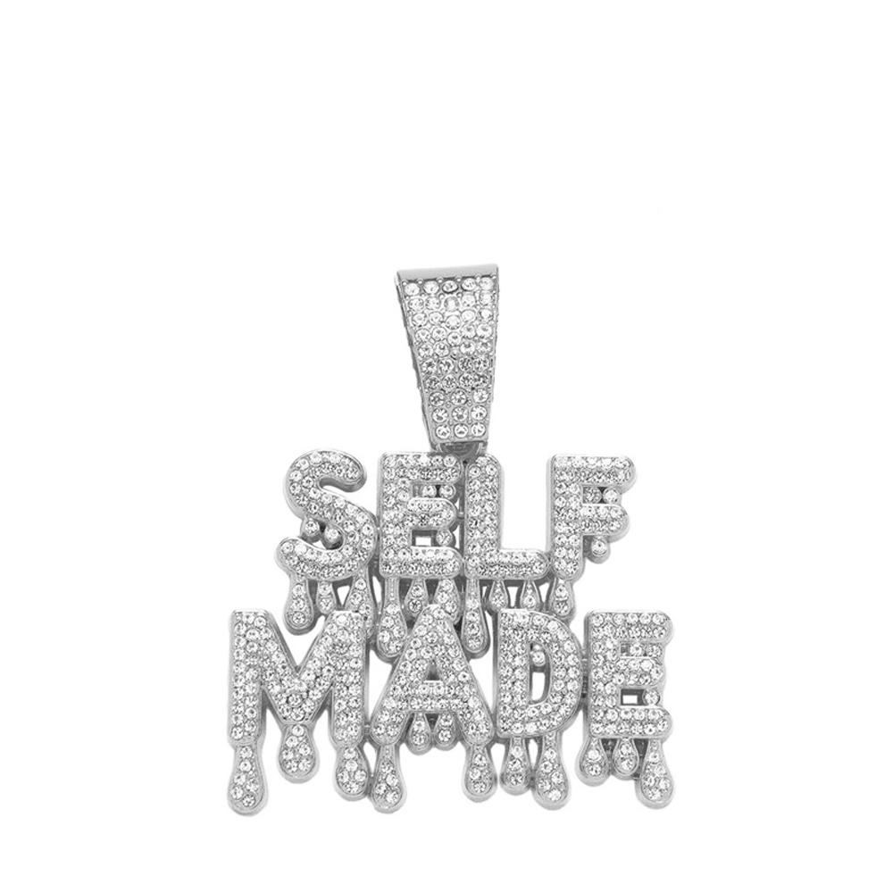 Men's Hip Hop Letter SELF PAID Pendant Necklace With 13mm Cuban Chain HipHop Iced Out Bling Necklaces Fashion Charm Jewelry Gift