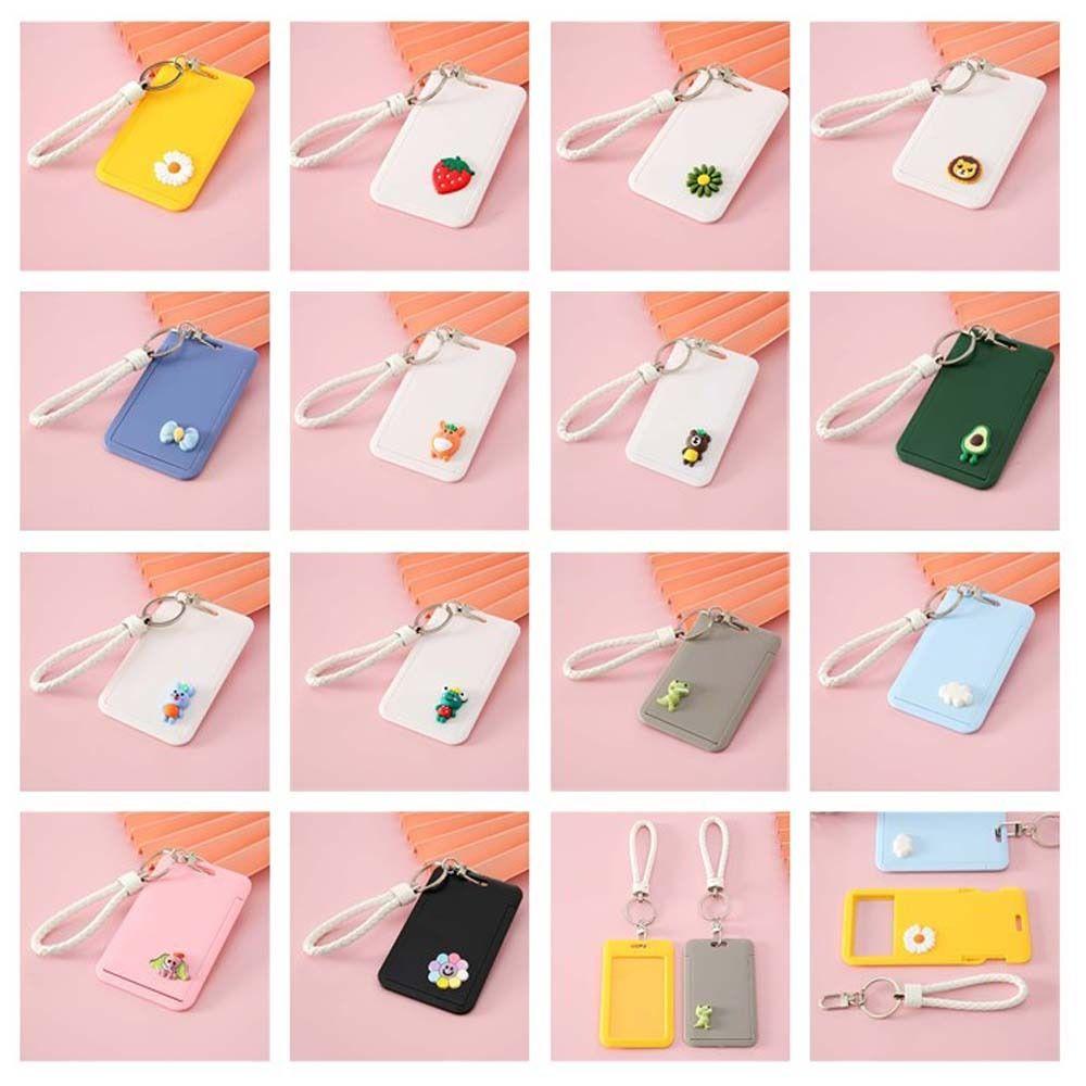 Fashion Girls Bus Card Cover Cartoon Children Badge Case Bank Card ID Card Holder Keychain