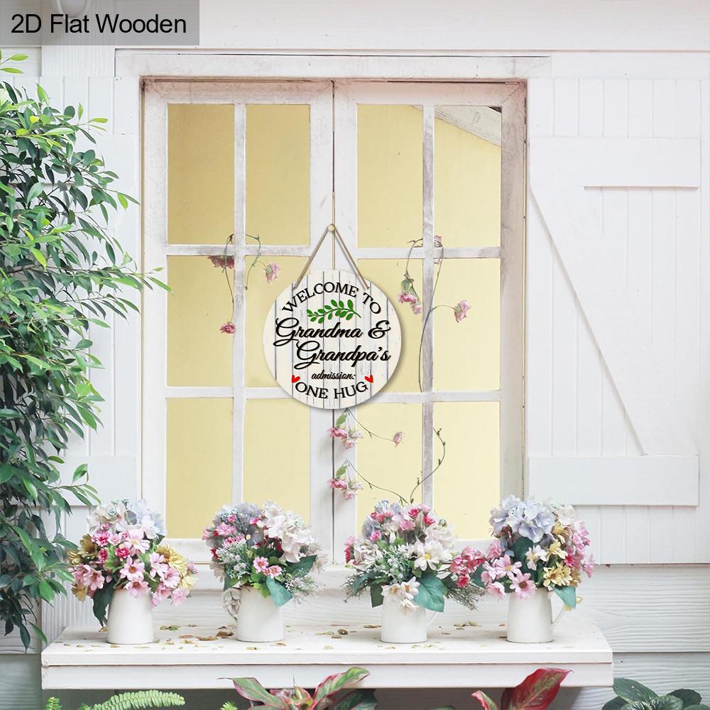 Rustic Warm Decorative Hanging Wooden Sign - Charming Round Sign for Front Door, Wall Hanging Decor