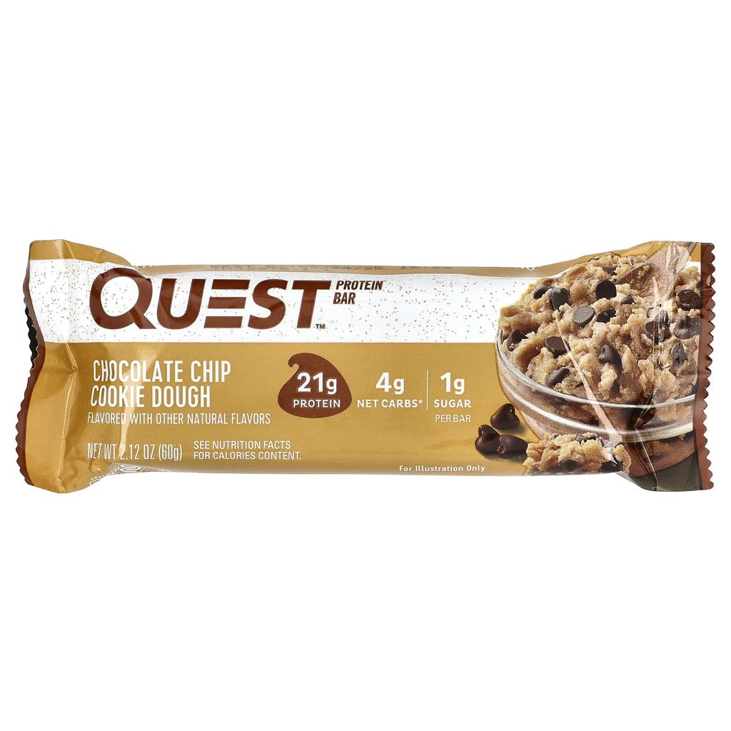 Quest Nutrition Protein Bars, Chocolate Chip Cookie Dough, 12 Bars, 2.12 Oz (60 G) Each