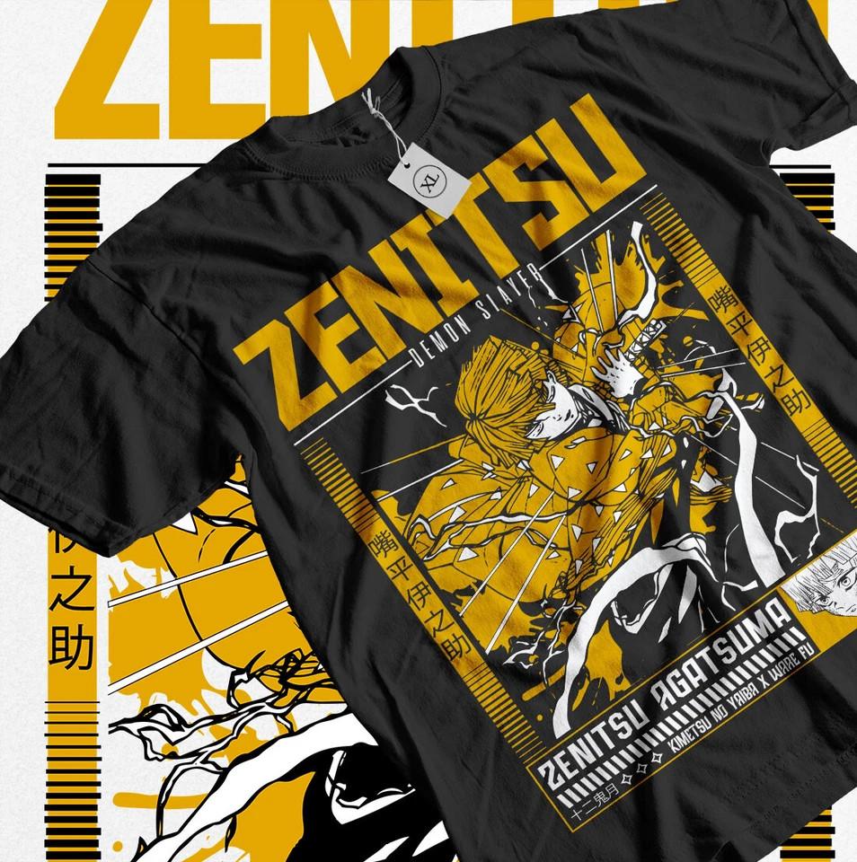 Zenitsu TShirt Demon Slayer Kimetsu No Yaiba Tshirt Nezuko Tanjiro Shirt Black