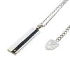 Wrapped Message Plate Necklace Black Clear Zirconia Stainless Steel Black Custom Pouch Included Brand Men's
